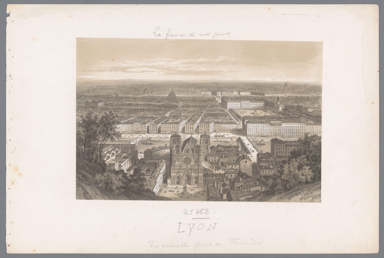 View of Lyon and the Cathedral from Fourvière (Contemporary France) by Isodore Laurent Deroy