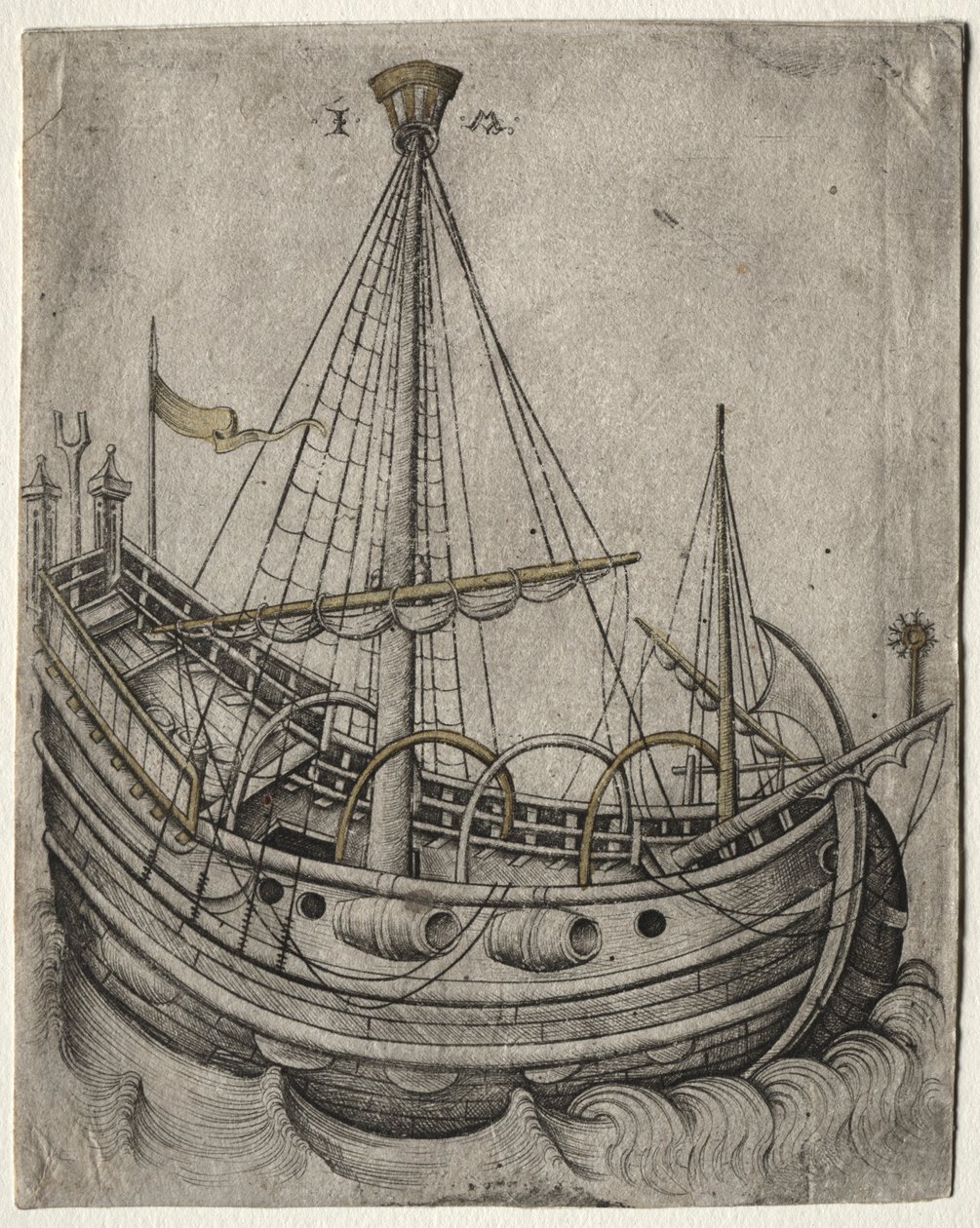 A Ship Moving Toward the Right by Israhel van Meckenem