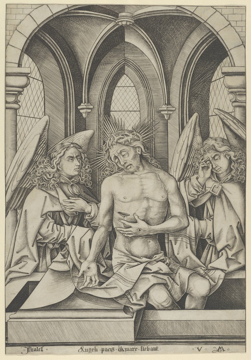 Christ as the Man of Sorrows Between Two Angels, ca. 1500 by Israhel van Meckenem