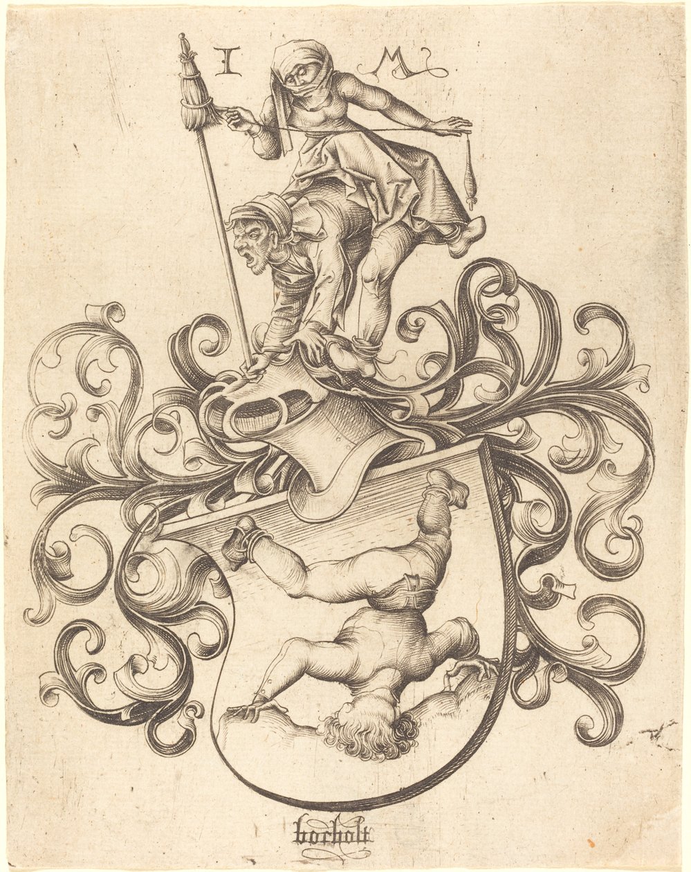 Coat of Arms with Tumbling Boy, c. 1480-1490 by Israhel van Meckenem