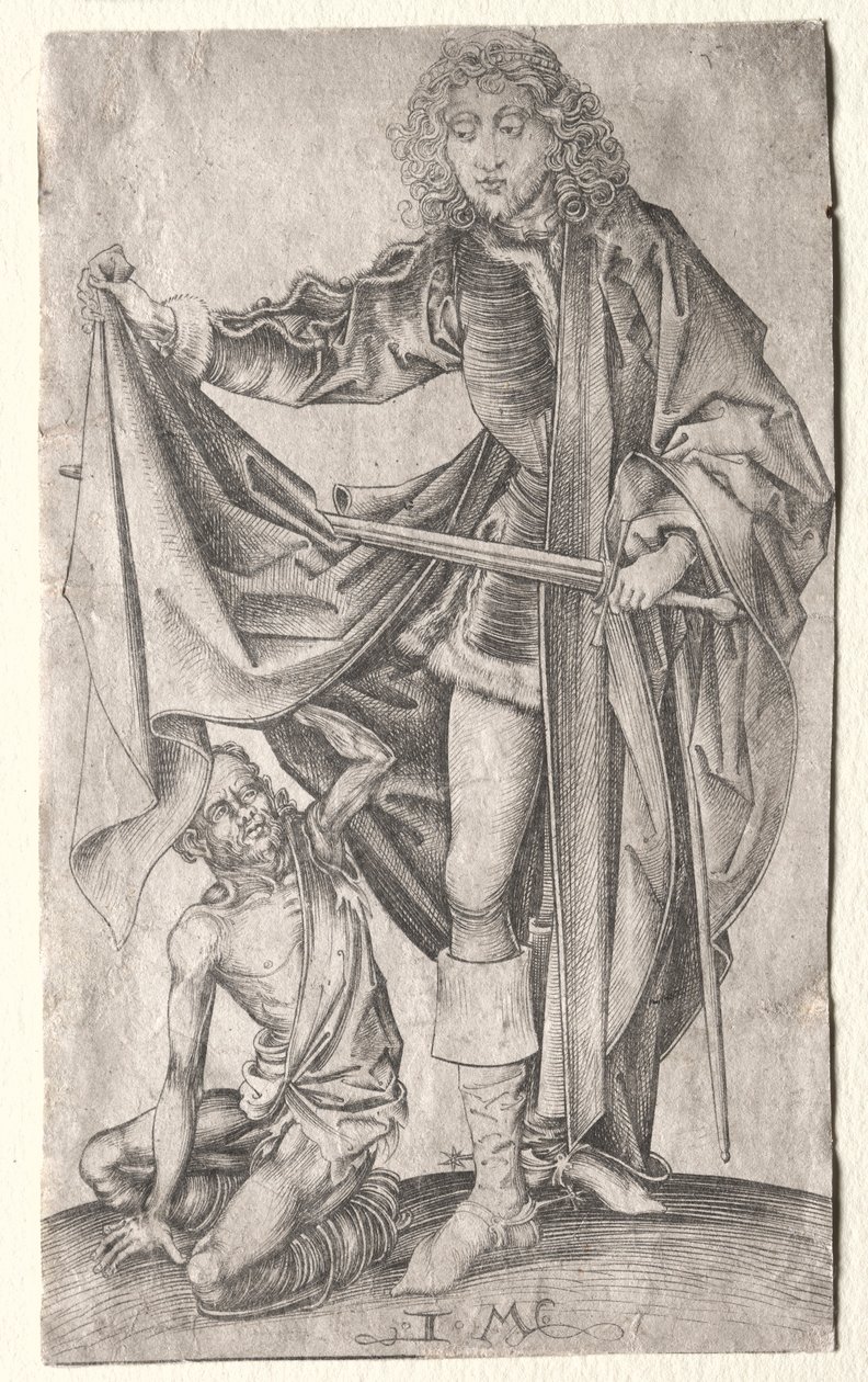 St. Martin Dividing His Cloak for a Beggar by Israhel van Meckenem