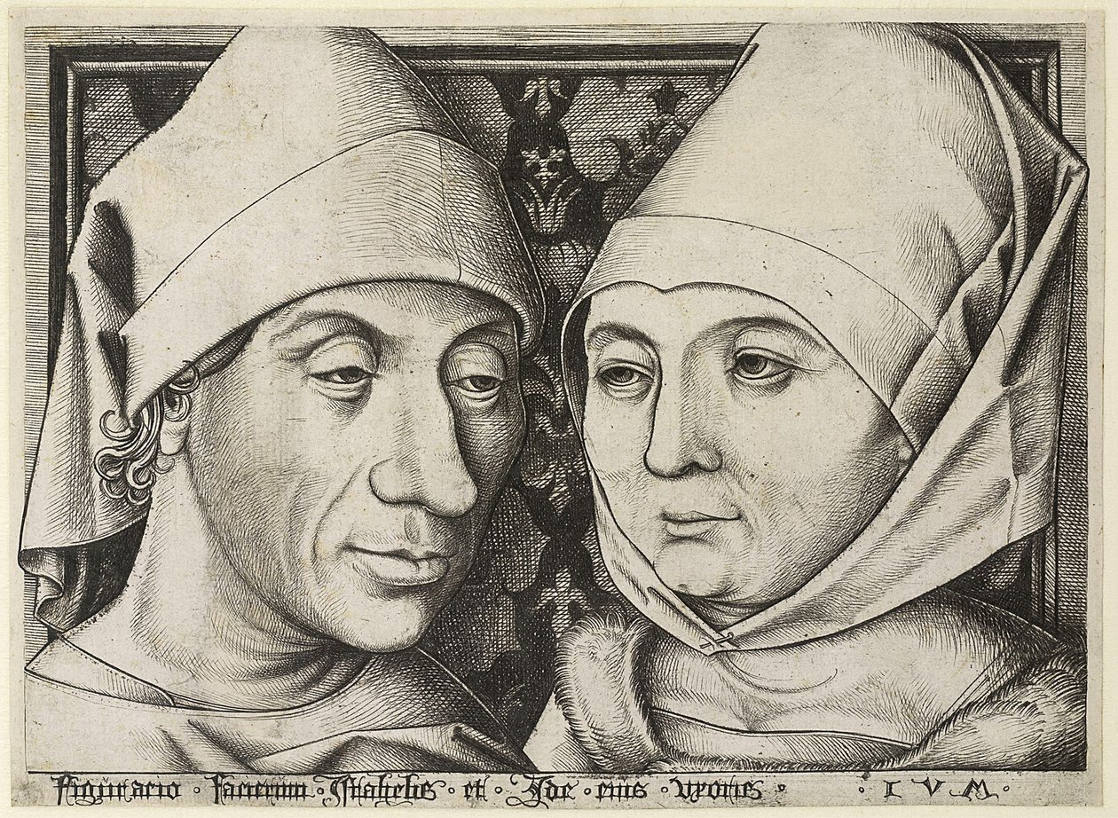 Self-Portrait with Wife Ida, c. 1490 by Israhel van Meckenem the younger
