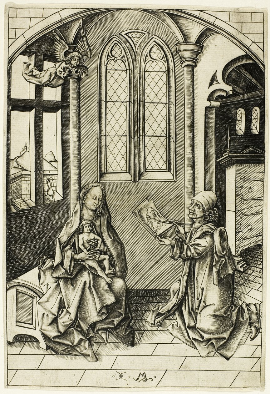 St. Luke Portraying the Madonna by Israhel van Meckenem the younger