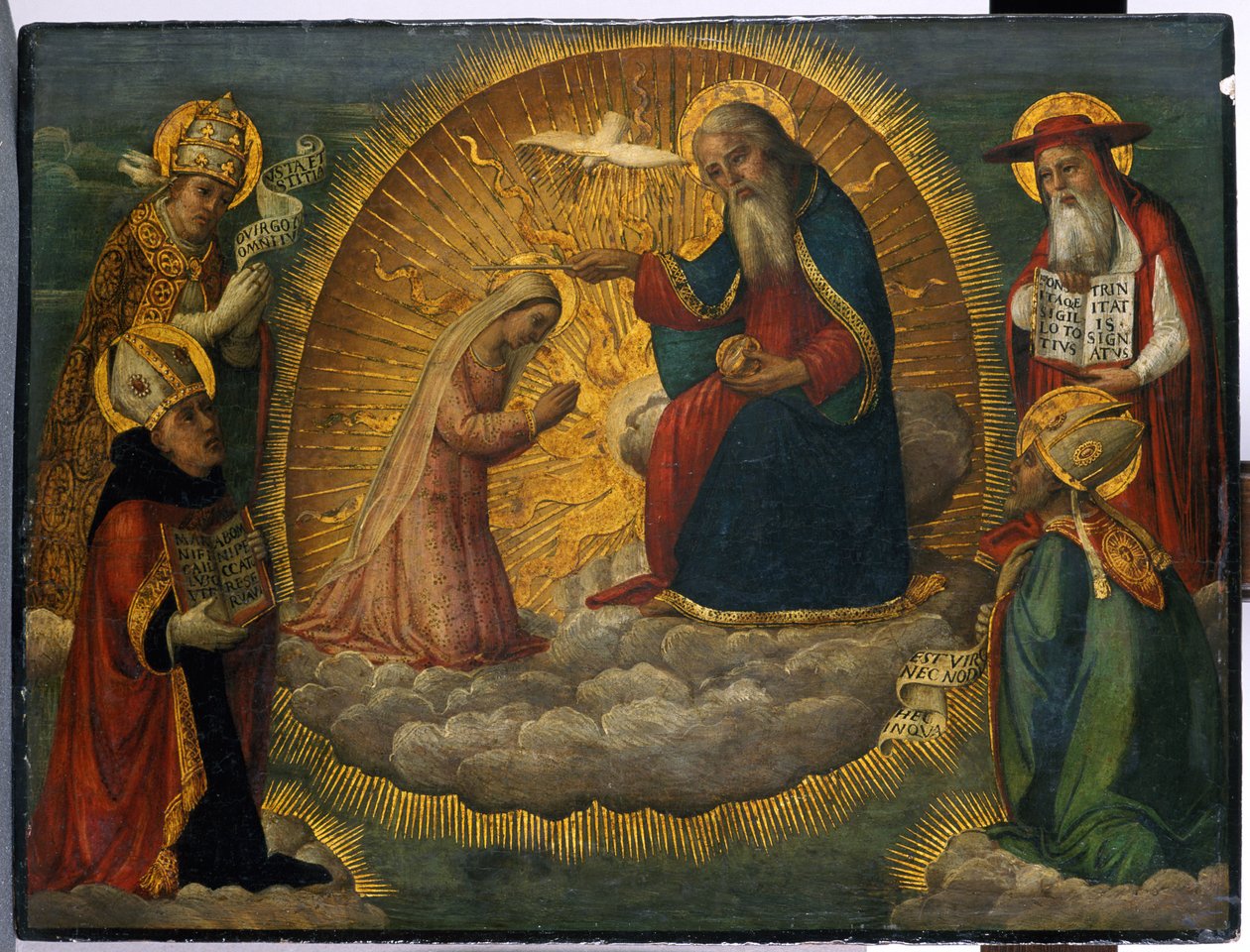Mary before God the Father, Watched by the Four Church Fathers by Italian School