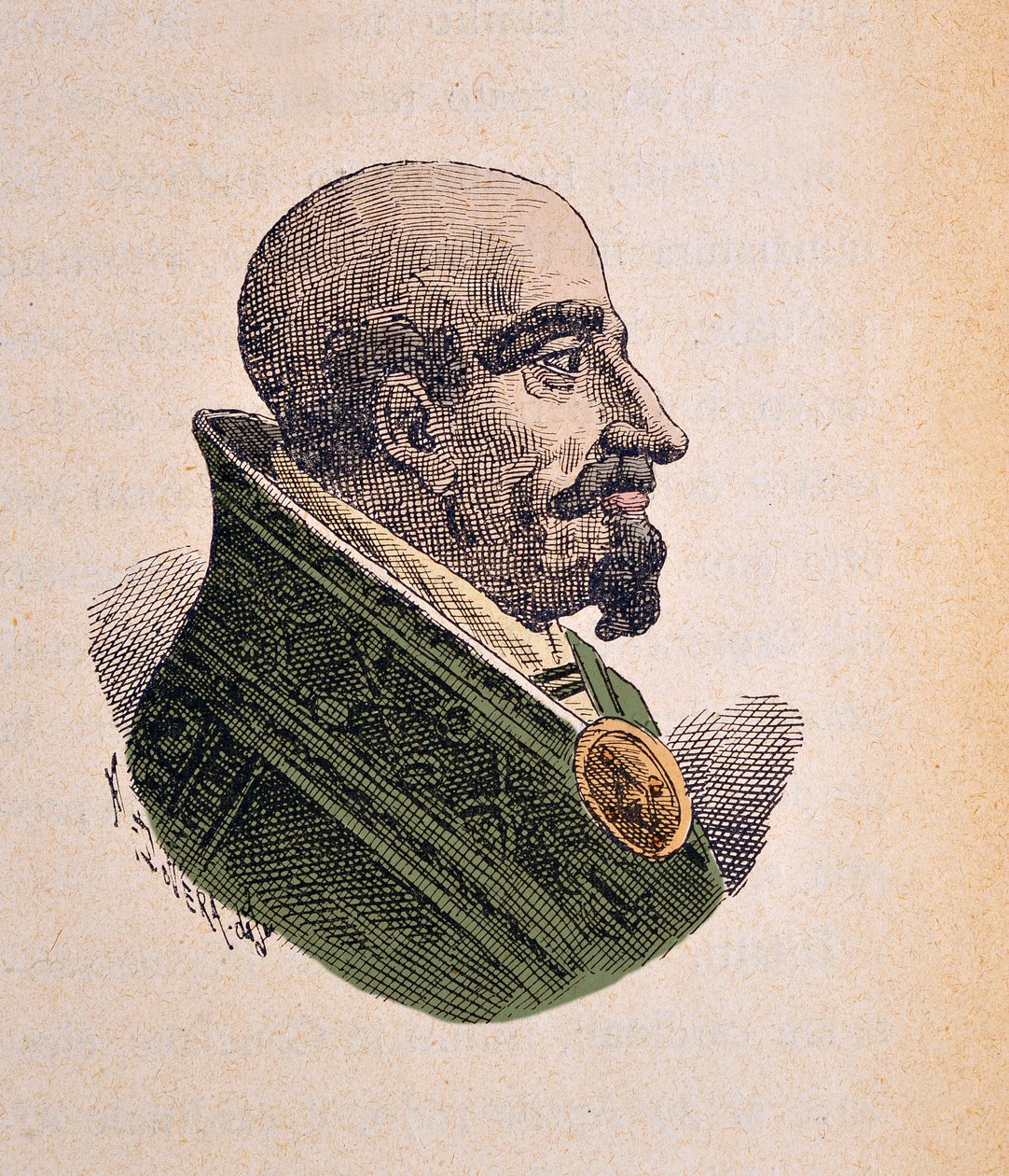 Portrait of Pope Clement IX (Clemente or Clemens) (1667-1669), 1898 (engraving with later colouration) by Italian School