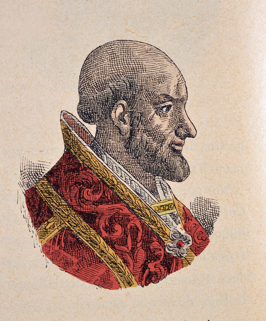 Portrait of Pope Pius IV, 1898 (engraving with later colouration)