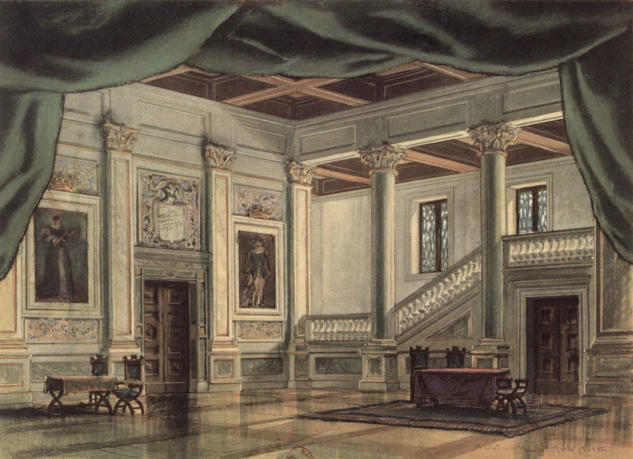 Set Design for Act III of the Opera 'Rigoletto' by Giuseppe Verdi
