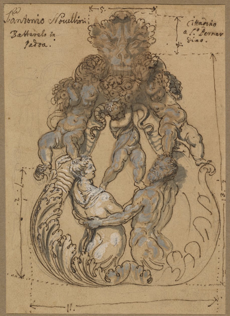 Door Knocker with Triton, Nereid, and Putti by Italian 17th or 18th Century