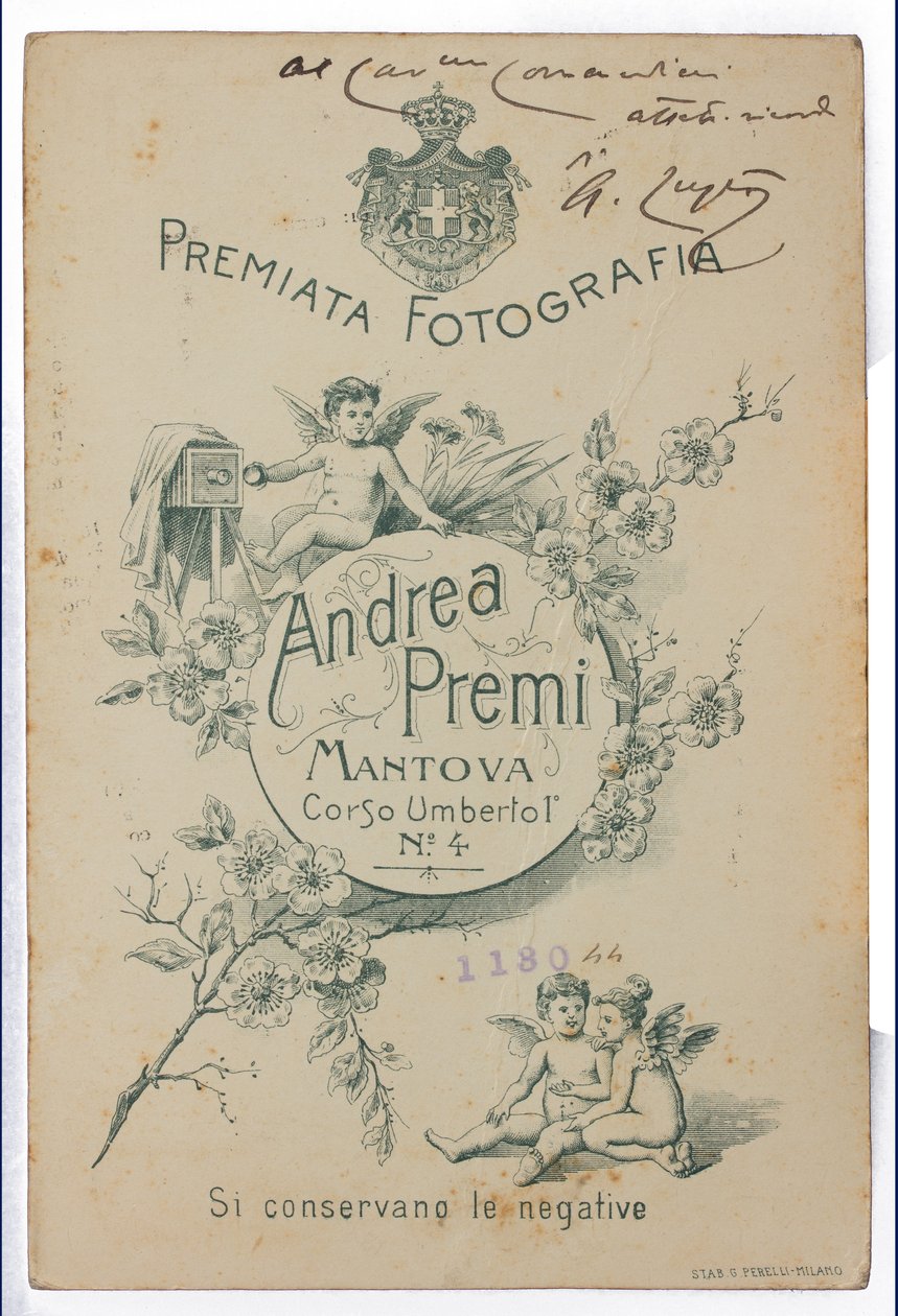Back of the postcard portraying Albano Lugli by Italian Photographer