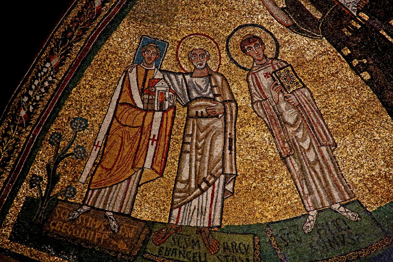 Apse with saints and Pope Gregory IV by Italian School
