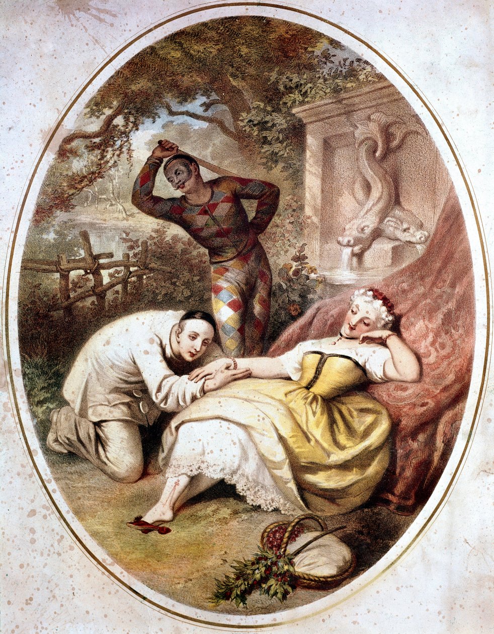 Commedia dell'arte: representation of the characters of Pierrot in love ...
