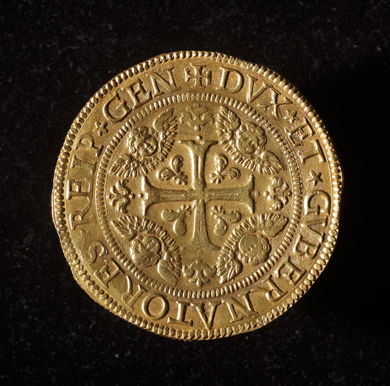 Currency of the Republic of Genoa: 12.5 Gold Doppie Coin. Diam. 61 mm. 1656. Front. Genoa, Musei di Strada Nuova (inv. 6456) by Italian School