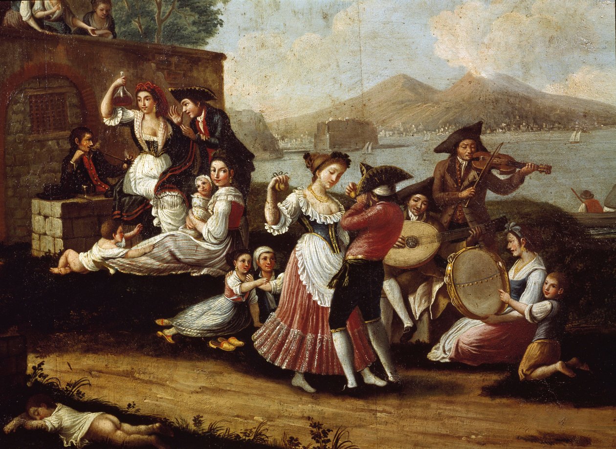 Dance scene and popular party in Naples by Italian School