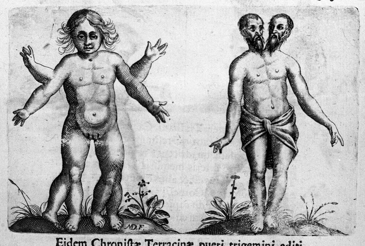Different types of human monsters. Engraving from 