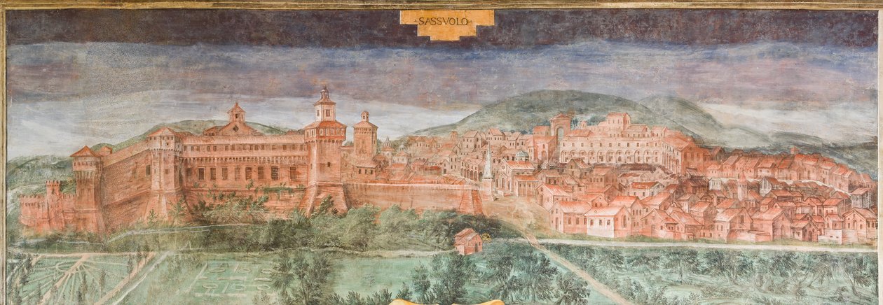 Fiorano Modenese, Spezzano Castle, Hall of the Views: View of Sassuolo by Italian School