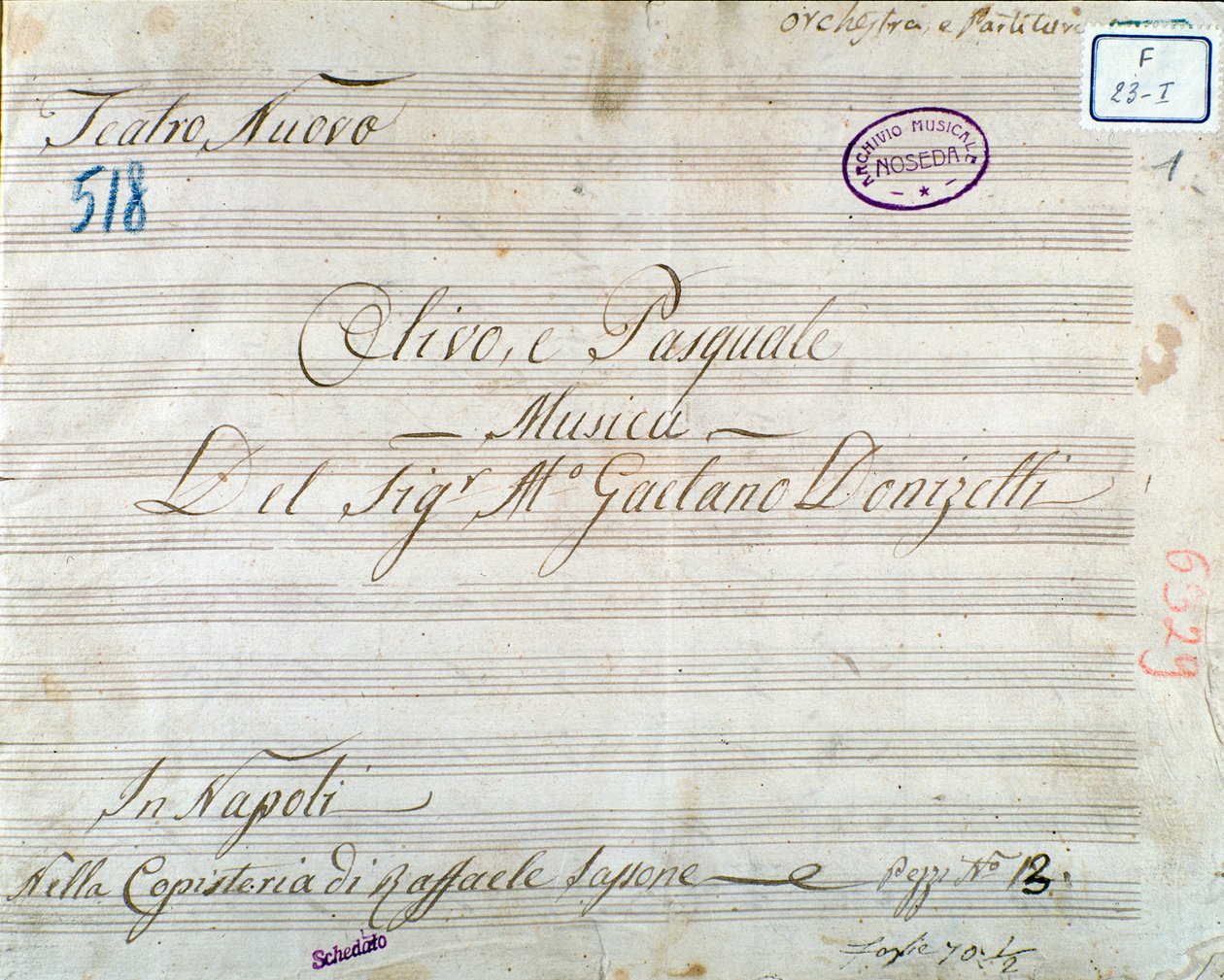 First page of musical score from the opera 