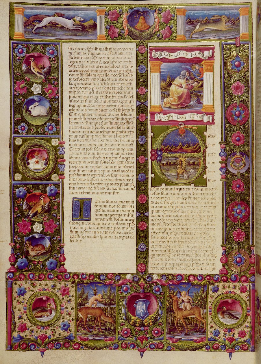 End of the Book of Moses, Beginning of the Book of Joshua, from the Borso d