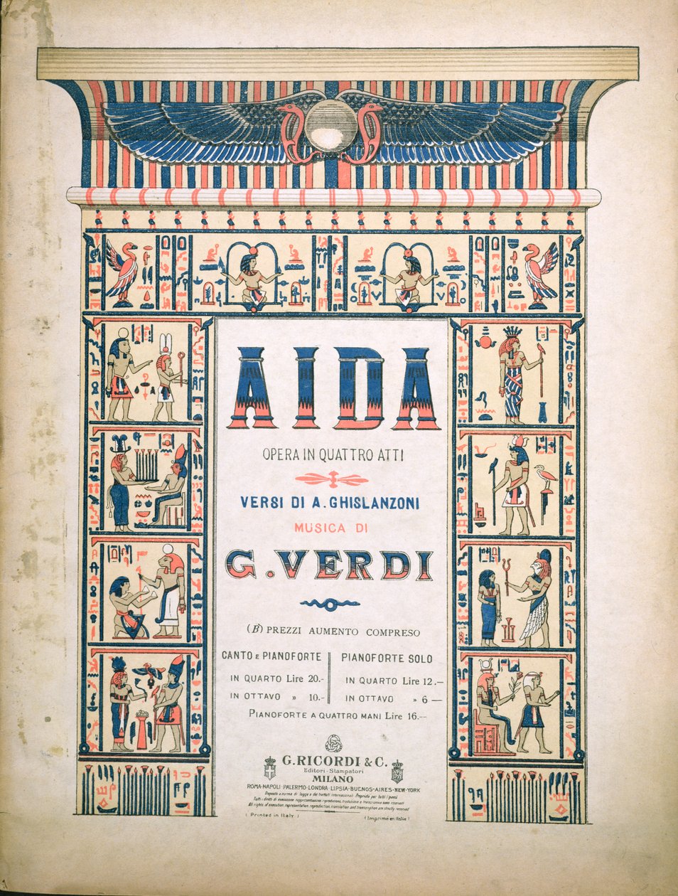 Front cover for the score of Aida, by Giuseppe Verdi (1813-1901) by Italian School