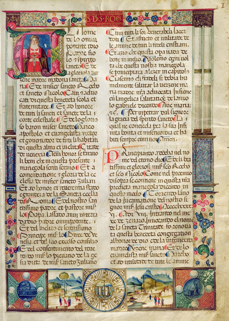 Frontispiece, from a Mariegola of the Lay Guild of St. Rocco and St. Nicholas by Italian School