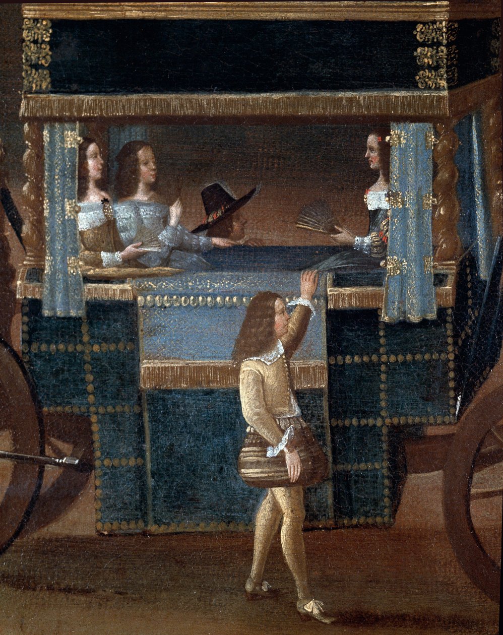 Ladies in car (detail) by Italian School