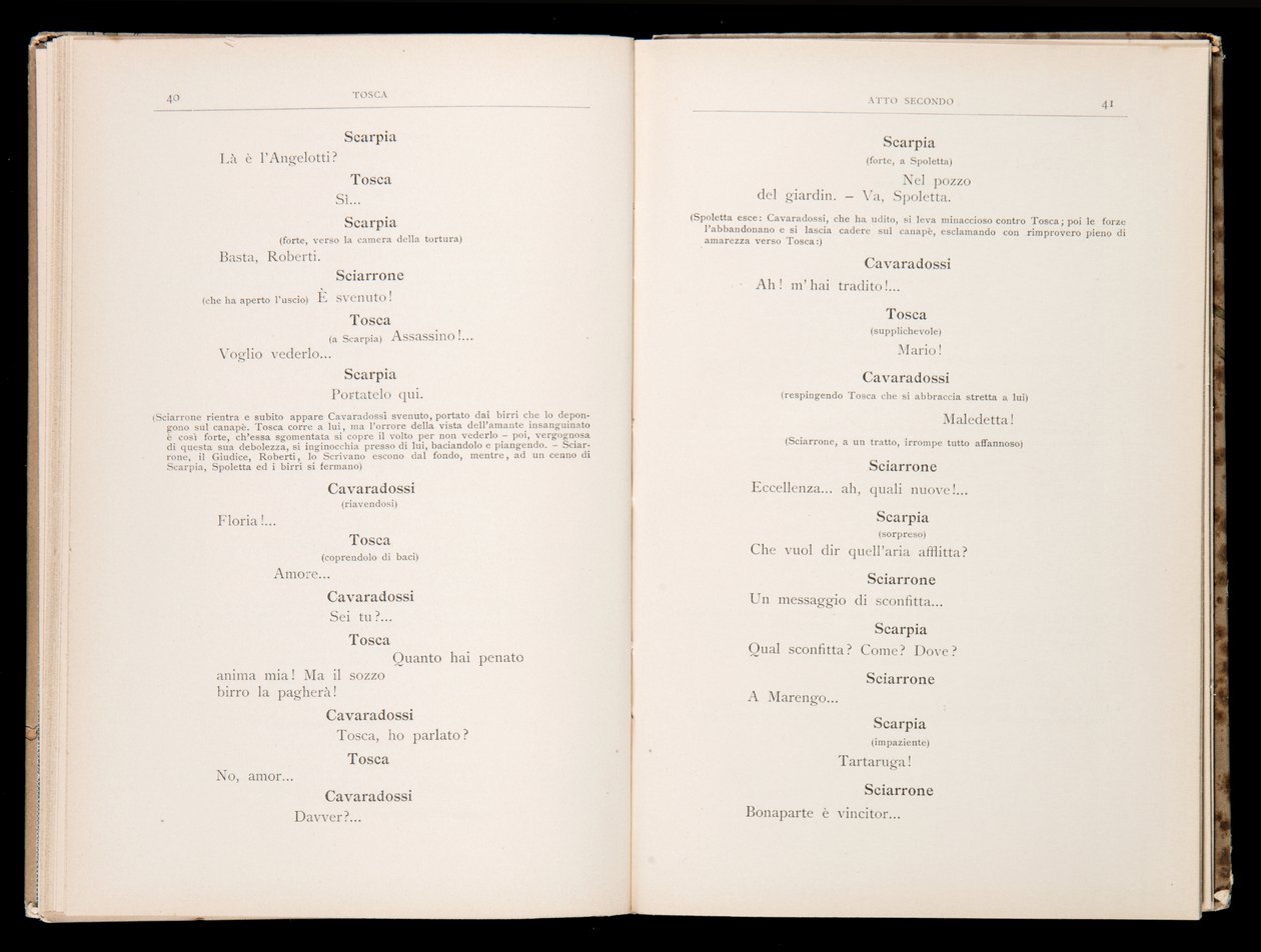 Libretto della Tosca by Giacomo Puccini, Edition Ricordi, Italy by Italian School