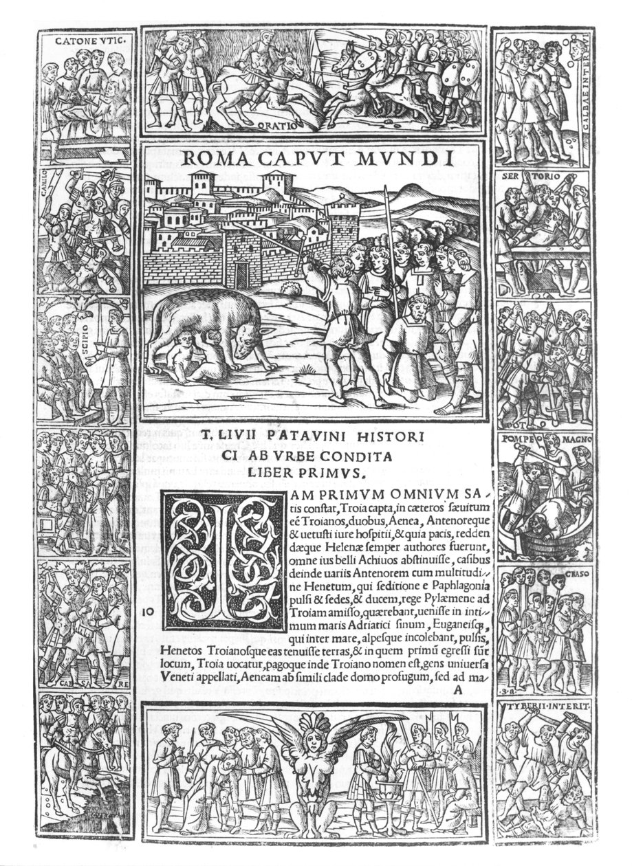 Livys History of Rome, fol. 1 Roma Caput Mundi, edition published in Venice, 1520 by Italian School