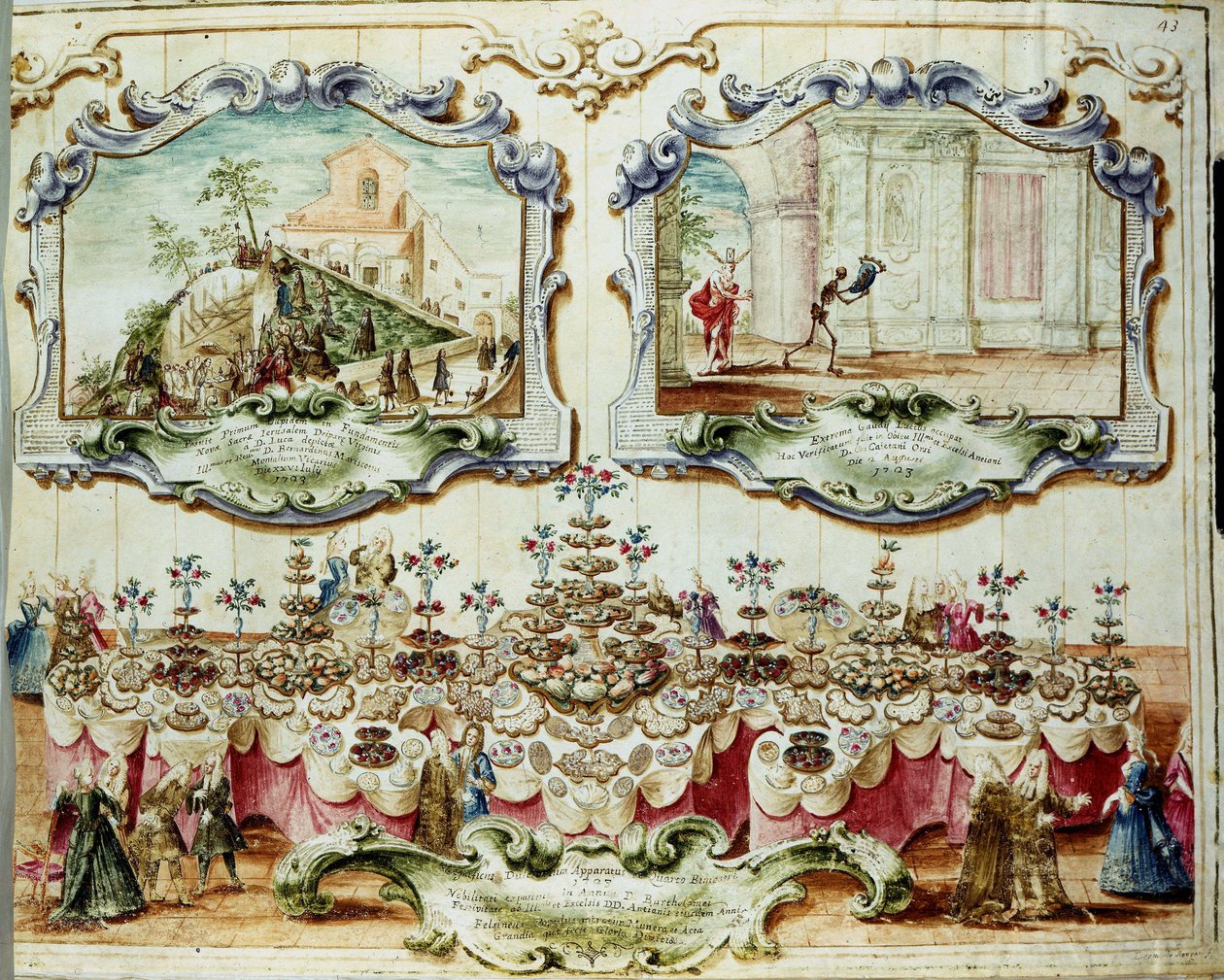 Lunch given in honor of the Bologna nobility for the feast of Saint Bartholomew. 1723. Archivio di Stato di Bologna. by Italian School