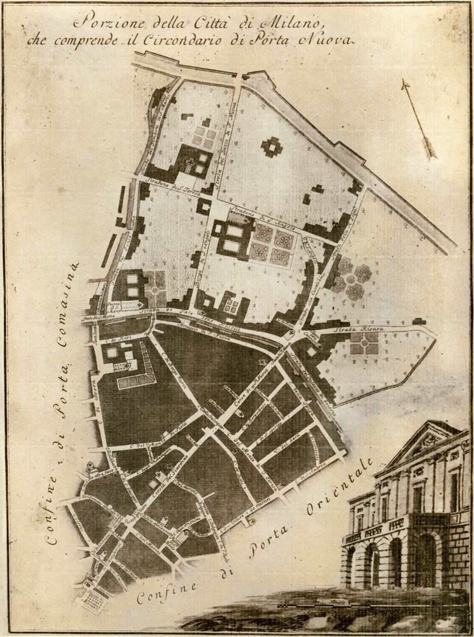 Map of Milan, Porta Nuova, c.1784 by Italian School