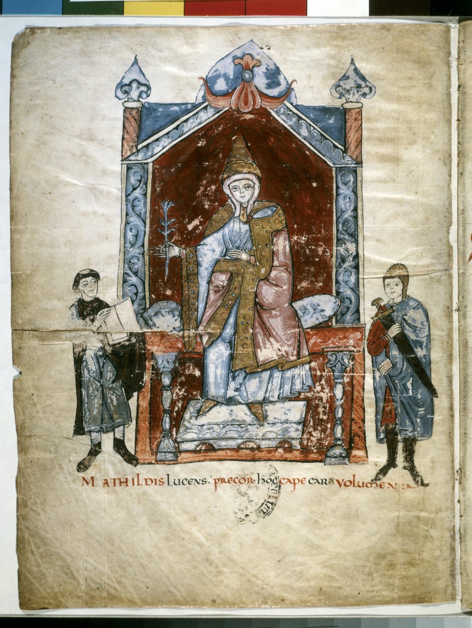 Matilda of Tuscany: enthroned Matilde of Canossa by Italian School