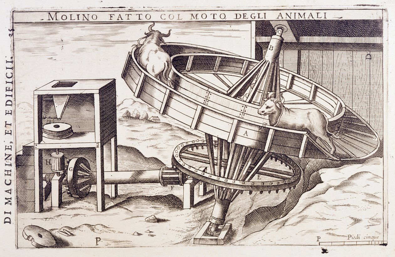 Mill Powered by Animals by Italian School