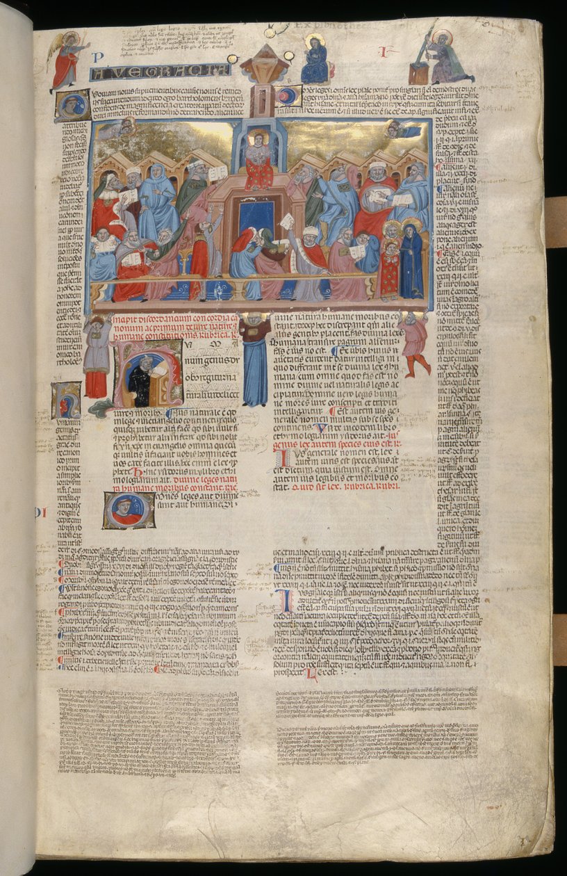 Christ in the Temple, miniature from the Decreta cum Apparatu Ioannis Andreae Laurentii by Italian School
