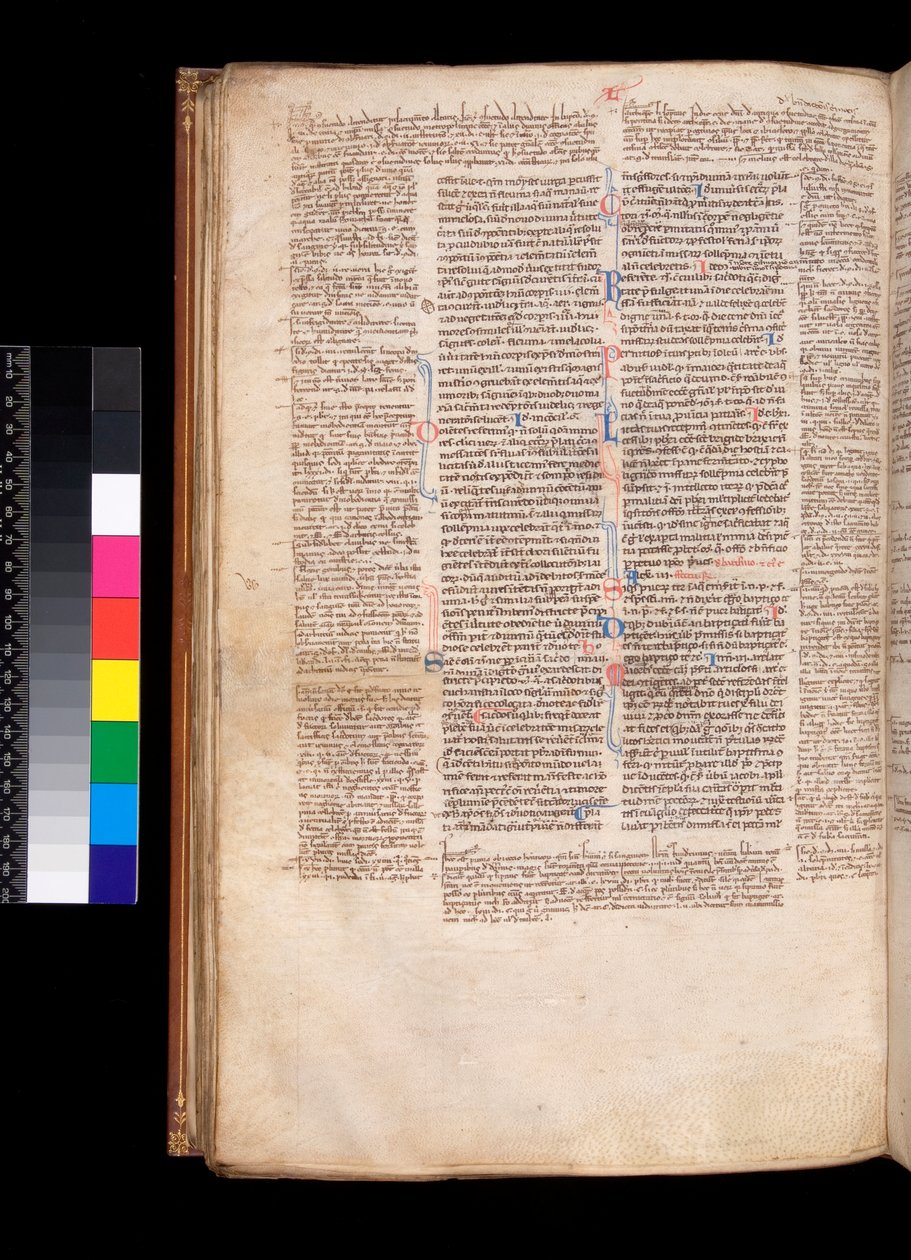 Main text in a gothic bookhand (littera rotunda) by Italian School