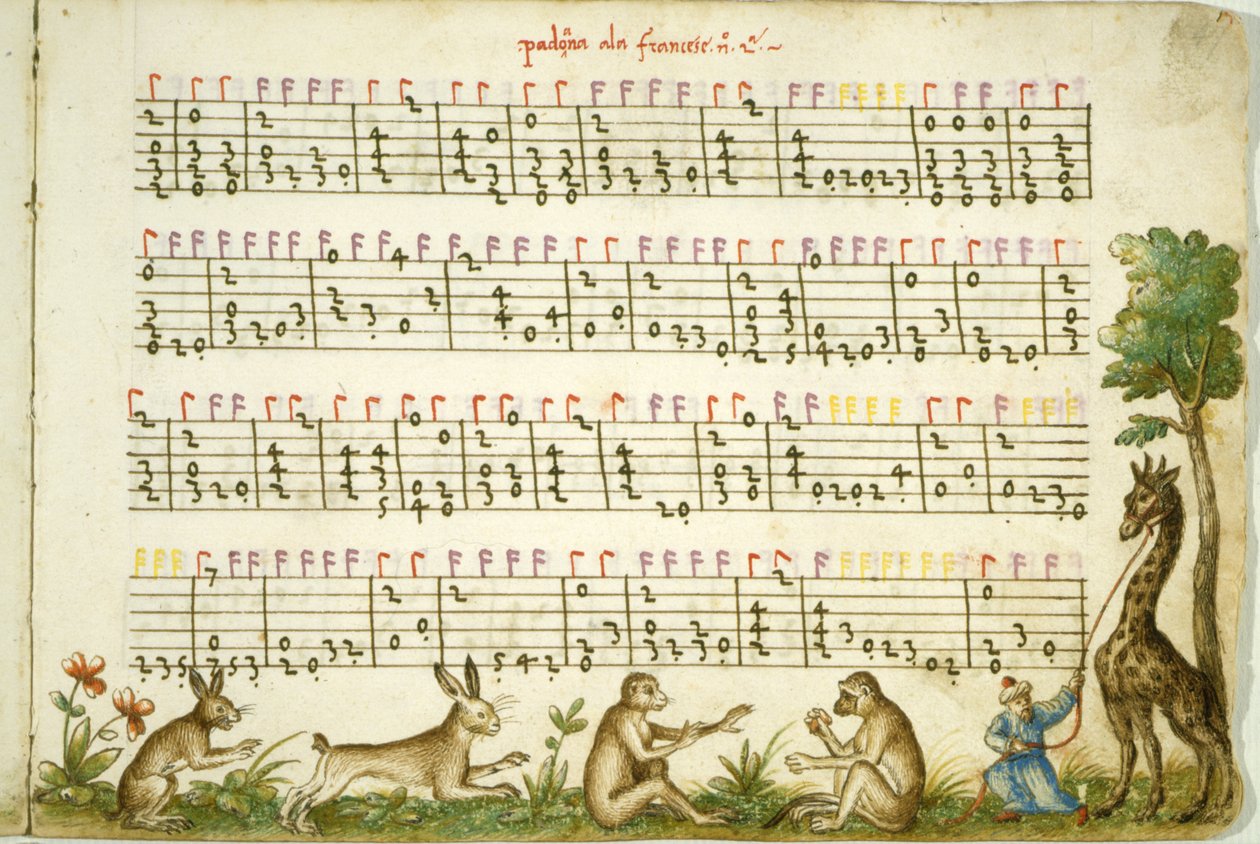 Music sheet from Compositione di Meser Vincenzo Capirola composed by Vincenzo Capirola (1474-1548) by Italian School