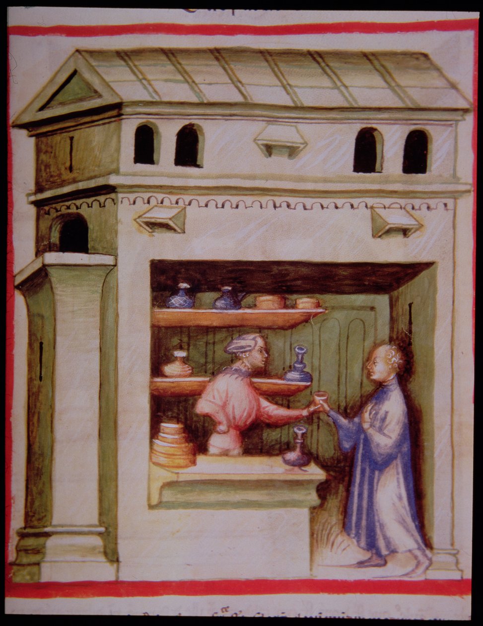 Vinegar syrup, from Tacuinum Sanitatis by Italian School
