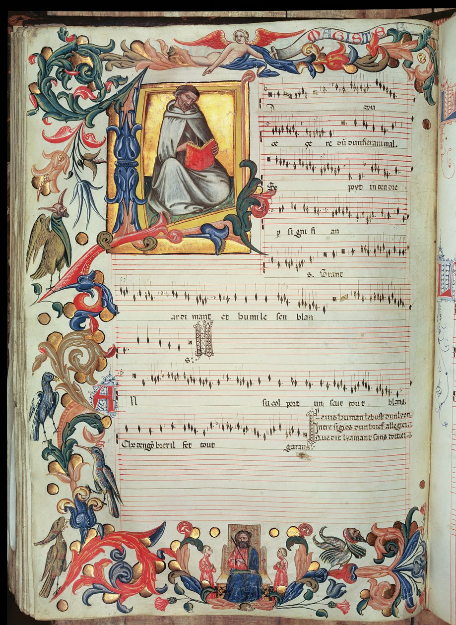 Page of Musical Notation with a Historiated Initial, from the Squarcialupi Codex by Italian School