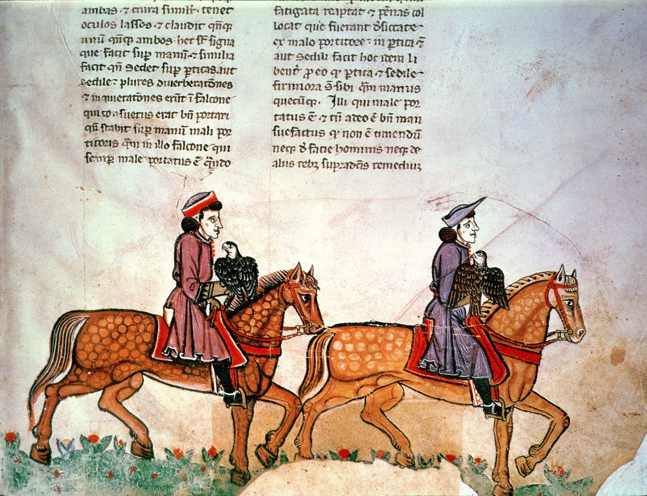 Frederick II: Two horsemen with falcons by Italian School