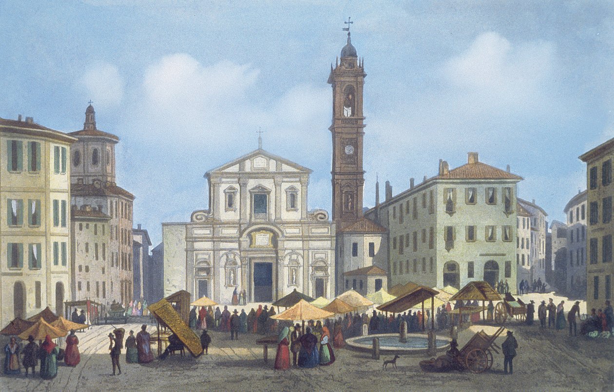 Piazza Santo Stefano from Views of Milan and its Environs by Italian School