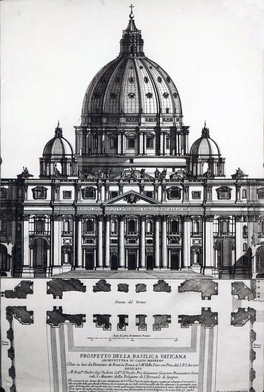 Plan of St. Peters, Rome, engraved by Alessandro Specchi by Italian School