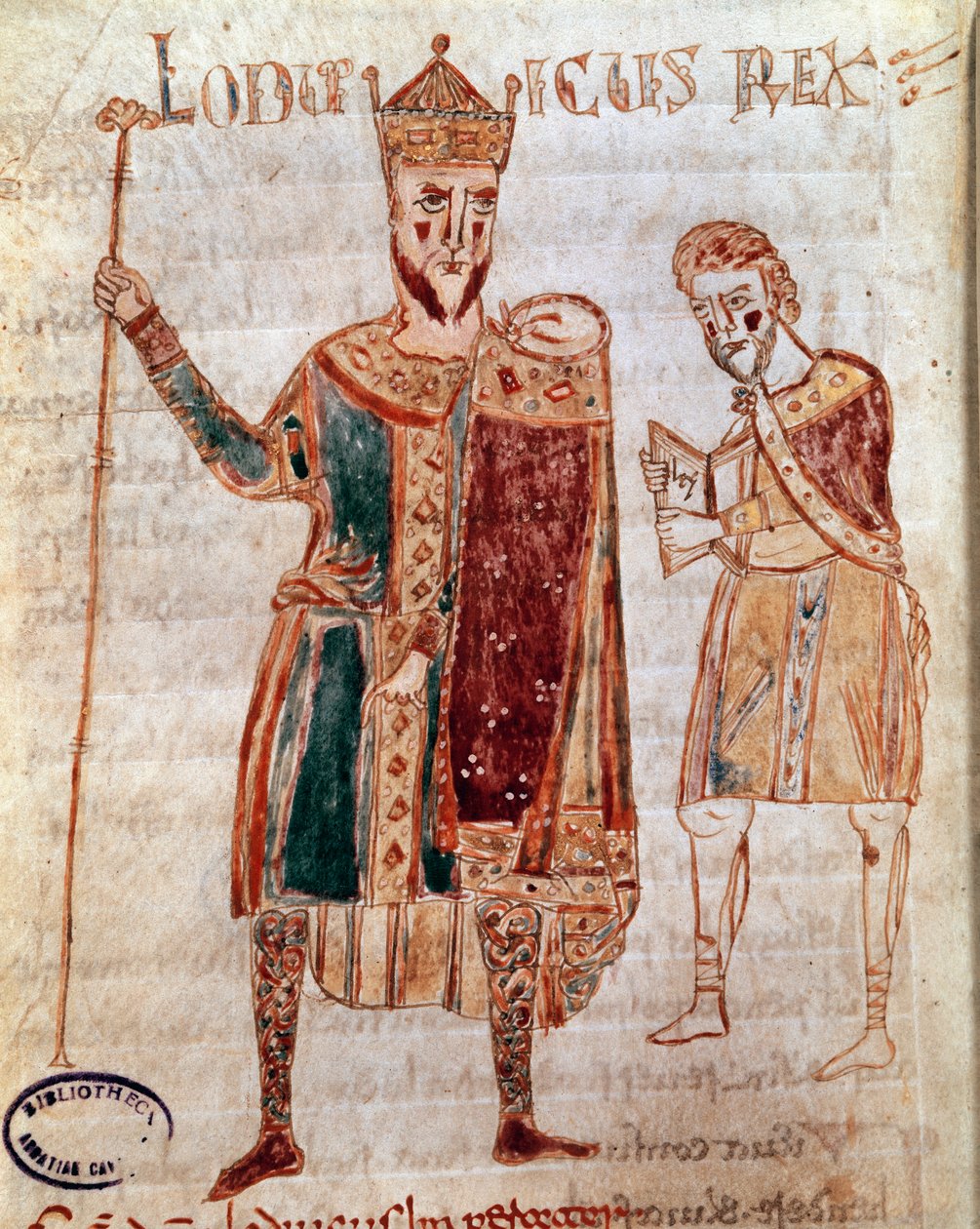 Portrait of Louis I the Pious (778-840), King of France. Manuscript page from 