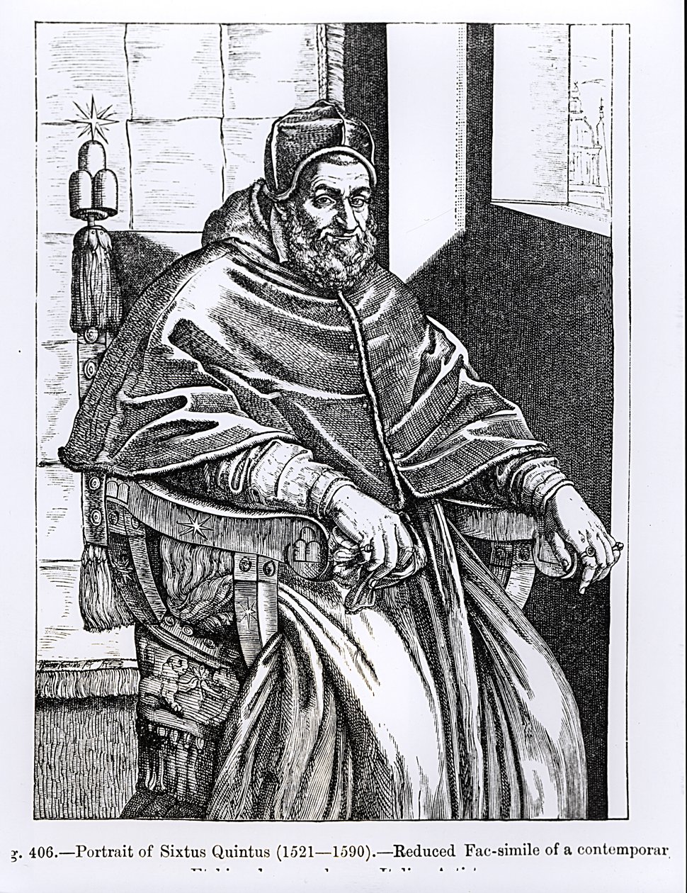Portrait of Pope Sixtus V, illustration from 
