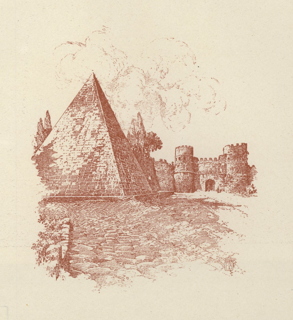 Rome, Pyramid of Cestius by Italian School