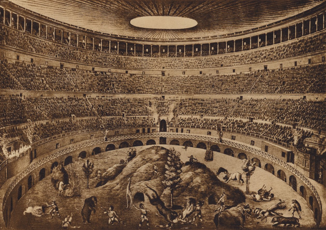 Rome: Interior of the Colosseum, Historical Reconstruction by Italian School