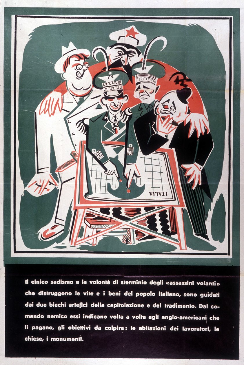 Satirical Vignette Against Traitors Victor Emmanuel III and Badoglio, 1944 by Italian School