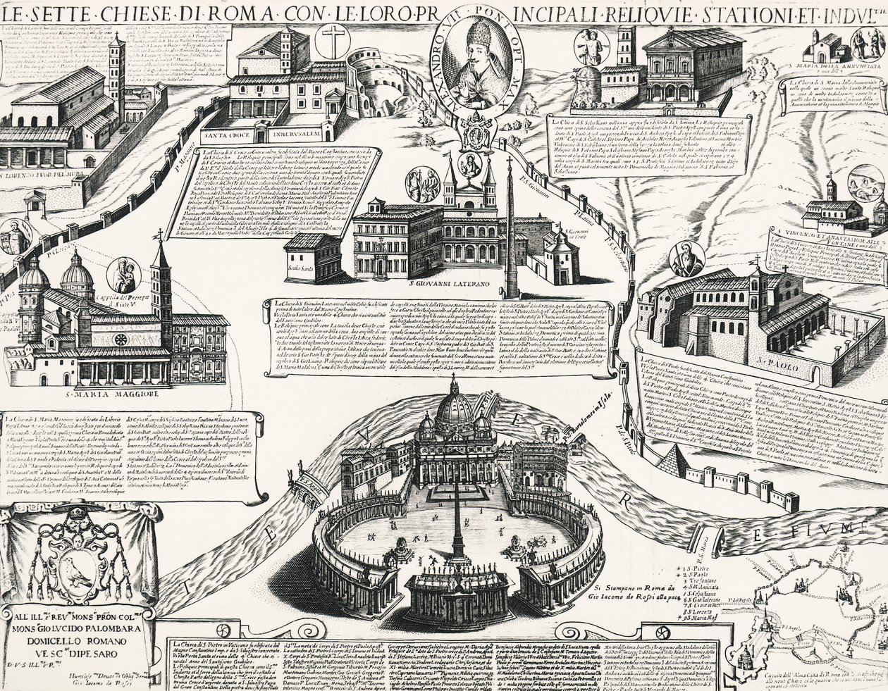 Seven Churches of Rome, With portrait of Alexander VII by Italian School
