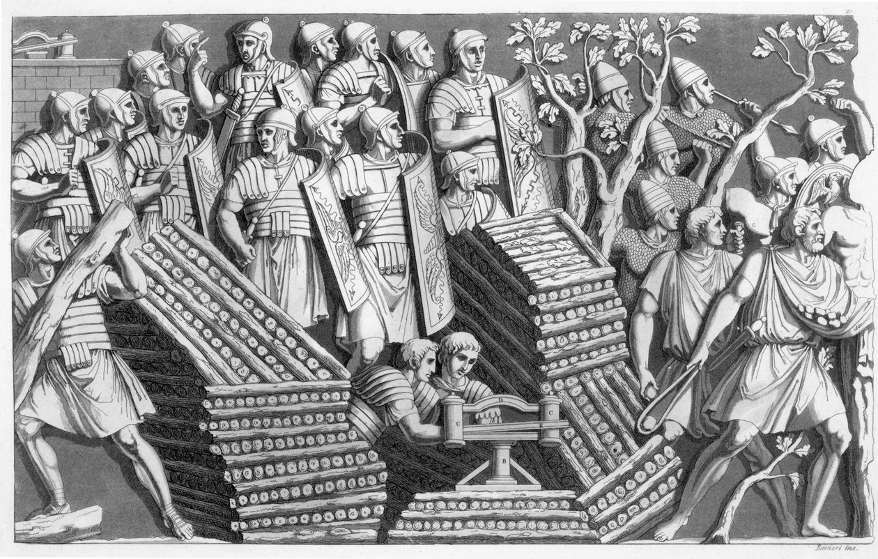 Soldiers, Possibly Building a Pontoon Bridge or Siege Engine, Possibly from Trajan