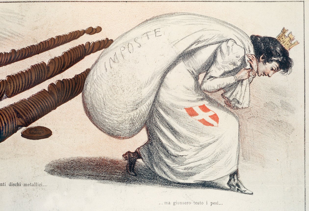 The Italy Turrita Folded Under the Weight of Taxes by Italian School