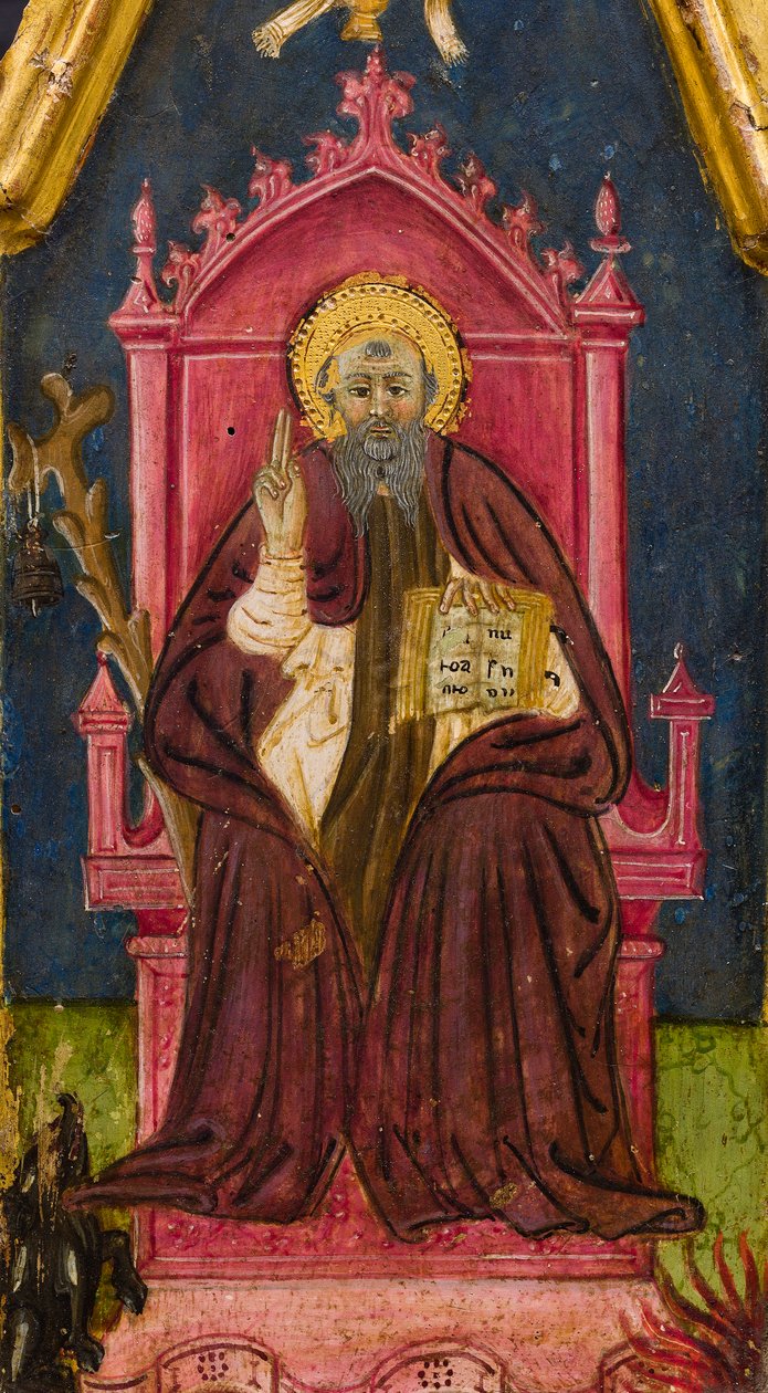 Triptych: St. Anthony Abbot Enthroned, St. Paul the Hermit and St. Onophrius, Detail, Mid-14th Century by Italian School