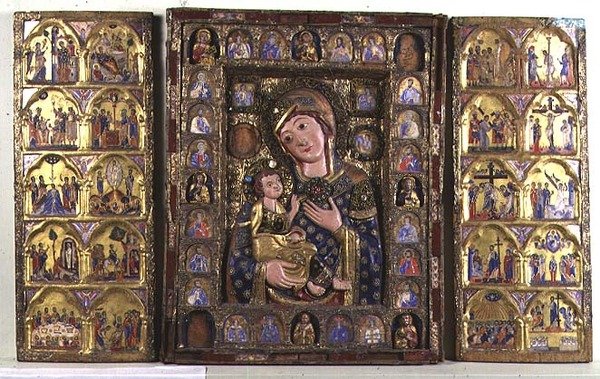 Triptych of the Madonna and Child with Evangelists, Prophets, and scenes from the Life of Christ by Italian School