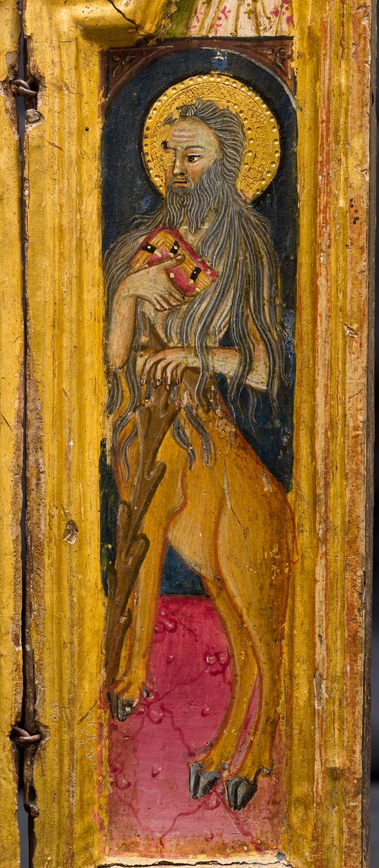 Triptych: St. Anthony Abbot Enthroned, St. Paul the Hermit and St. Onophrius, Detail, Mid-14th Century by Italian School