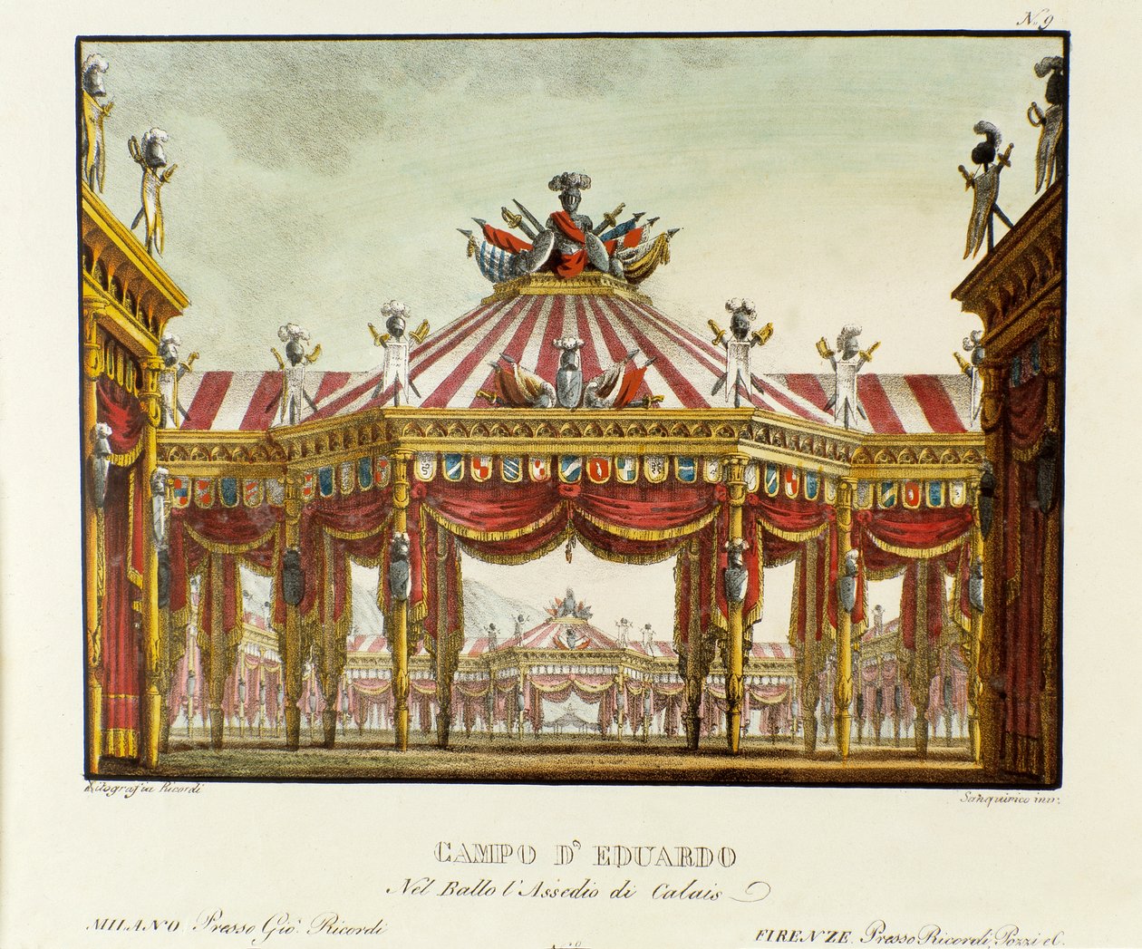 View of the military camp of Edward III, King of England, in 1347 during the Hundred Years War, scenery for the opera 